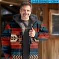 thumbnail image 6 of Aztec Print Fleece Jacket Men,Mens Fleece Lined Hoodie Jacket Casual Zipper Thicken Coats Winter Warm Quilted Jackets Hooded Thermal Outdoor Coat, 6 of 7