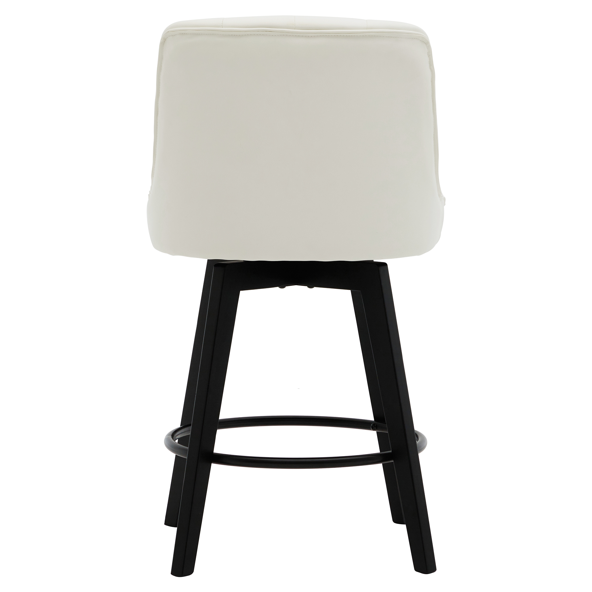 MINCETA Bar Stools,30" 360 Free Swivel Upholstered Bar Stool with Back-PU in Cream White