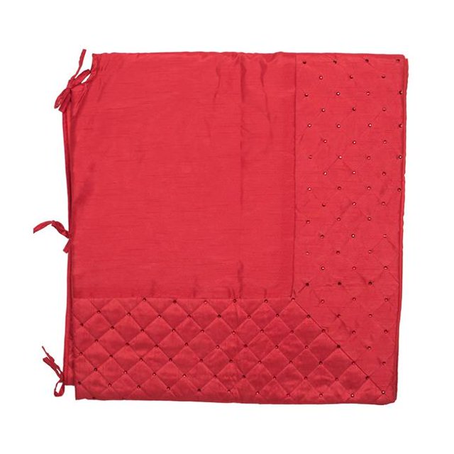 Vickerman QTX190452 52 in. Red Quilt Stitch Jewel Tree Skirt