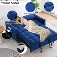 thumbnail image 4 of MIKIBAMA 55" Velvet 3 In 1 Convertible Sofa Bed with Side Pockets & Adjustable Backrest, Perfect for Living Room,Blue, 4 of 7