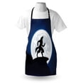 thumbnail image 3 of Wolf Apron Full Moon Night Sky Growling Werewolf Mythical Creature in Woods Halloween, Unisex Kitchen Bib Apron with Adjustable Neck for Cooking Baking Gardening, Dark Blue Black White, by Ambesonne, 3 of 3