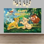 Happy Birthday The Lion King Anime Cartoon Theme Backdrops Banner Birthday Party Decor Supplies,5.9x3.6ft
