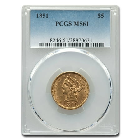 1851 $5 Liberty Gold Half Eagle MS-61 PCGS