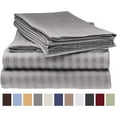 thumbnail image 1 of Deluxe Striped 1800 Prestige Soft and Comfortable Bed Sheets Set, Queen Grey, 1 of 1