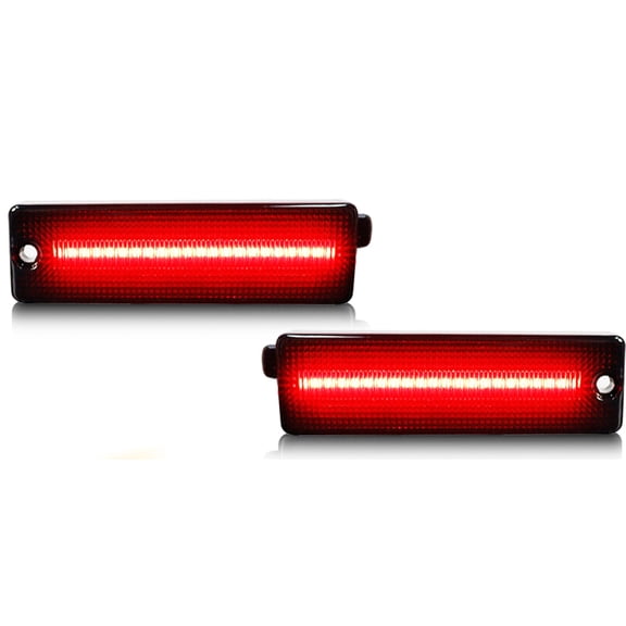 Smoked Lens Red LED Rear Bumper Side Marker Lights For 1993-2002 Chevy Camaro