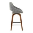 Lumisource Fabrico MidCentury Modern Counter Stool in Walnut and Grey