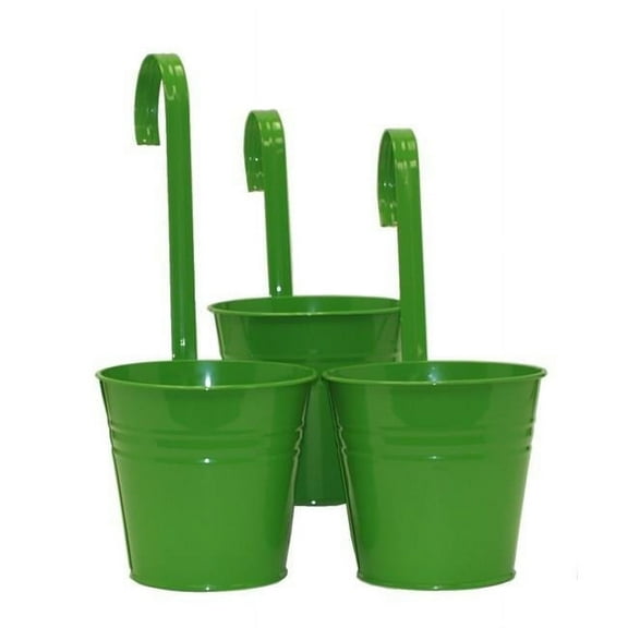 Houston International Trading 8535E AG S-3 7 in. dia. Enameled Galvanized Planter, AppleGreen