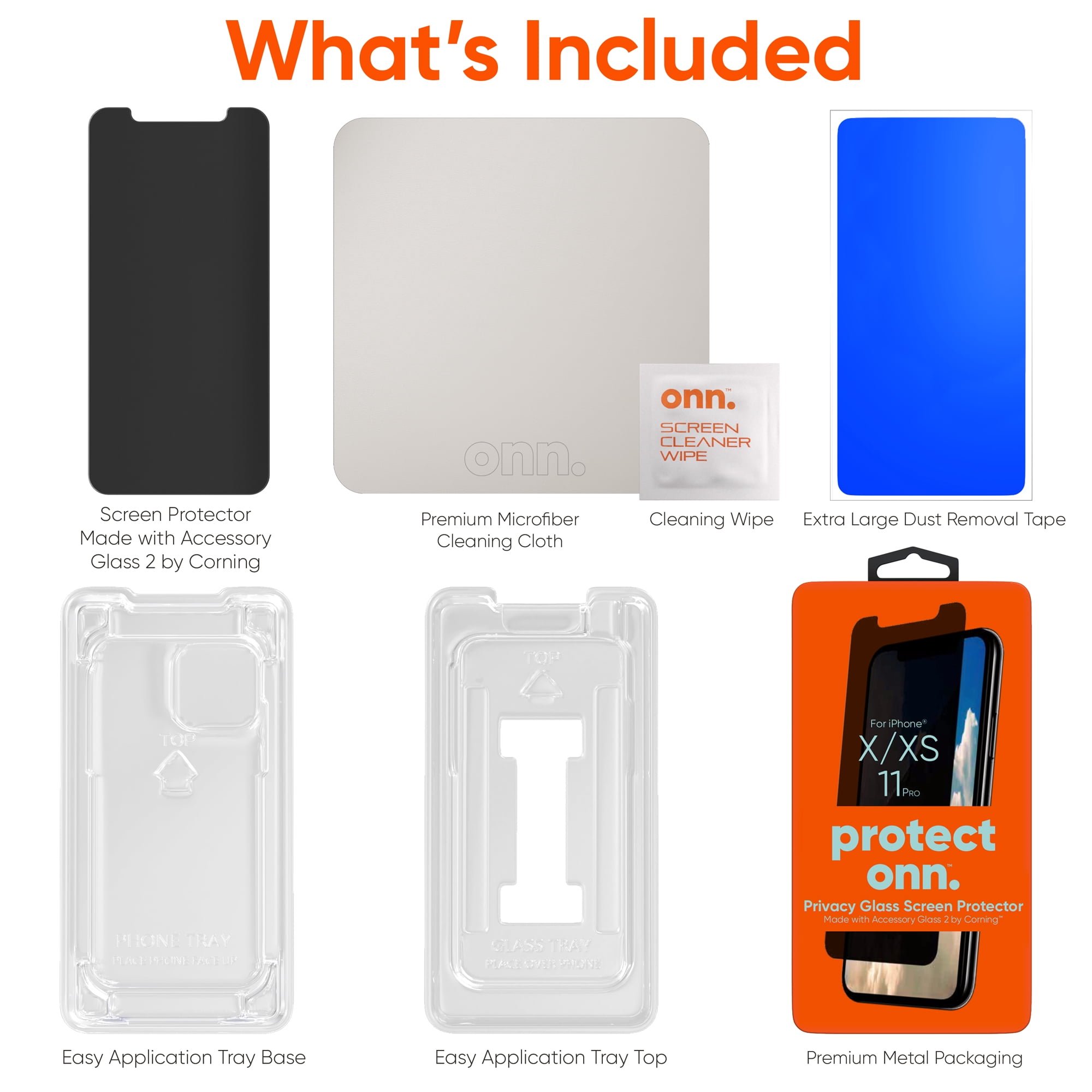 onn. Privacy Corning® Glass Screen Protector for Apple iPhone X/XS/11 Pro