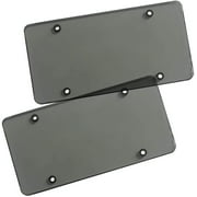 Zone Tech Clear Smoked Unbreakable License Plate Shields - 2-Pack Novelty/License Plate Clear Smoked Flat Thick Shields