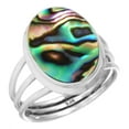 thumbnail image 1 of 925 Silver Ring For Women - Teens Multicolor Natural Abalone Shell Stone Silver Ring Size 12 Boho Silver Ring Size 12 Gift For Ladies On Anniversary 925 Gemstone Silver Jewelry, 1 of 6