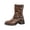 Brown, variant on Ankle Boots for Women Round Toe Low Heel Womens Booties Buckle Straps Metal Studs O-Ring Detail Womens Shoes for Fall Winter