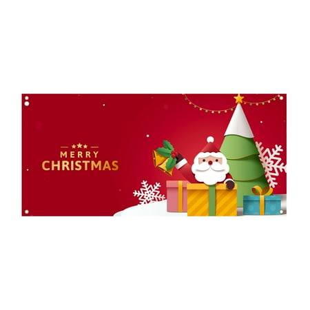 

70 .8X 157.4 Inches Merry Christmas Holiday Banner Garage Door Cover Mural Winter Snowman Santa Outdoor Large Door Cover Decoration Indoor And Outdoor Christmas Holiday Decoration