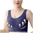 thumbnail image 5 of Riecok Womens Bra Wirefree Push Up Ladies Traceless Comfortable No Steel Ring Breathable Gathering Bra Woman Underwear Daily Bralette Breathable Wide Strap Basic Bra L Blue, 5 of 6