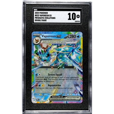 2025 Pokemon Prismatic Evolutions Double Rare Vaporeon ex #023/131 SGC 10