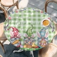 thumbnail image 2 of Easter Bunny Gnomes Round Tablecloth, Fitted Table Cover with Elastic for 55"-60" Round Tables, Spring Easter Eggs Floral Sage Green Plaid Table Cloth Outdoor Dinning Party Waterproof Tablecloths, 2 of 7