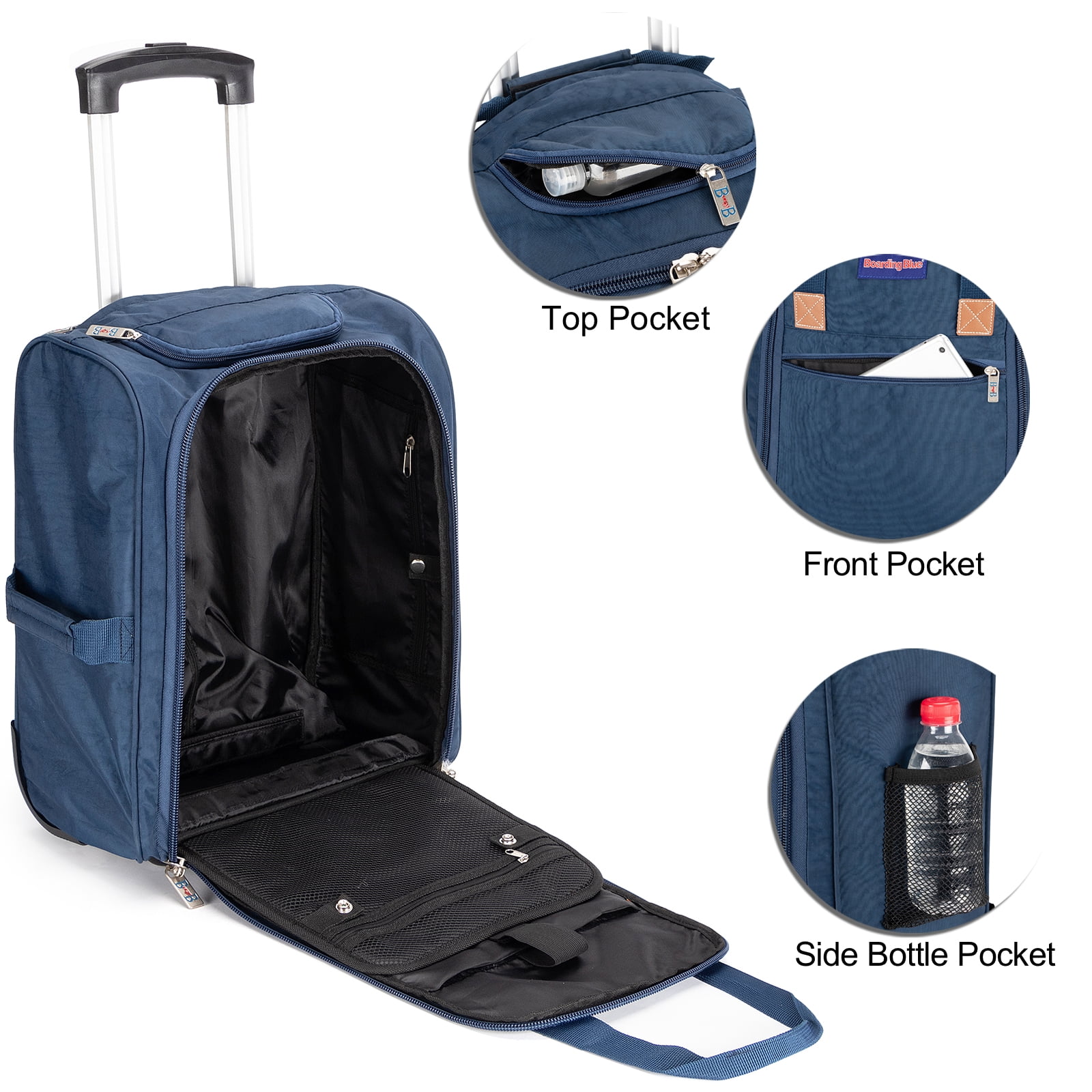 BoardingBlue 17" Rolling Under Seat Duffel Bag, Navy