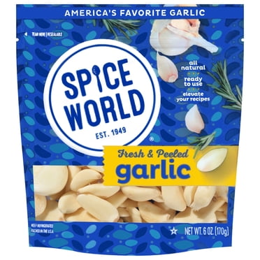 Spice World Fresh Peeled Garlic, 6 oz, Pouch