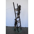 thumbnail image 4 of Nifao Two Kids Climb a Ladder Saving a Cat Bronze Statue – Garden Outdoor Decor Sculpture, 35"L x 24"W x 81"H, 4 of 11
