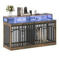thumbnail image 3 of Uforic XL Heavy Duty Dog Crate Furniture with LED Lighting and Power Outlets, 70" TV Stand Large Metal Dog Kennel - Rustic Brown, 3 of 10