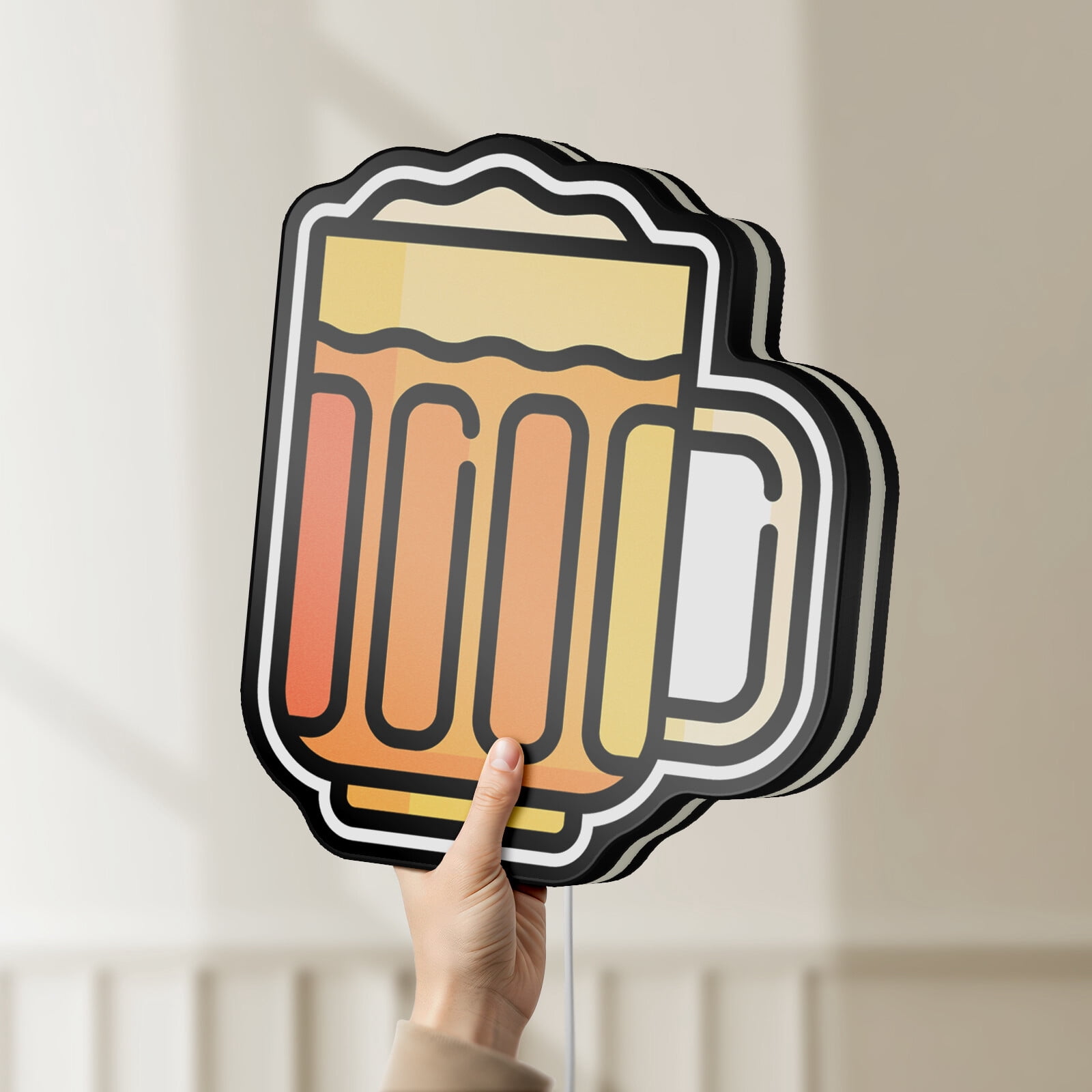 Beer Mug 3D Novelty Light Box for Alcohol Decor, Food and Drink Themed Lamp Ideal for Pubs, Parties and Bars (Width 8 inch, 20cm)
