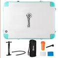 thumbnail image 1 of Floating Water Dock with Air Pump - 8' x 6' Inflatable Island Mat for Pool, Beach, Lake - Blue & Green, 880lb Capacity, 1 of 7