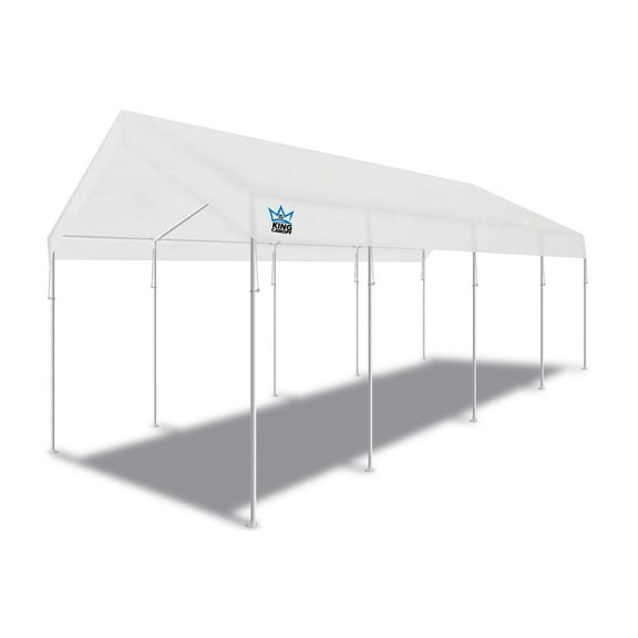 King Canopy Universal 10ft x 27ft, 1 3/8-inch Powder Coated Steel Frame, 10 Leg, 180gsm Polyethylene White Cover