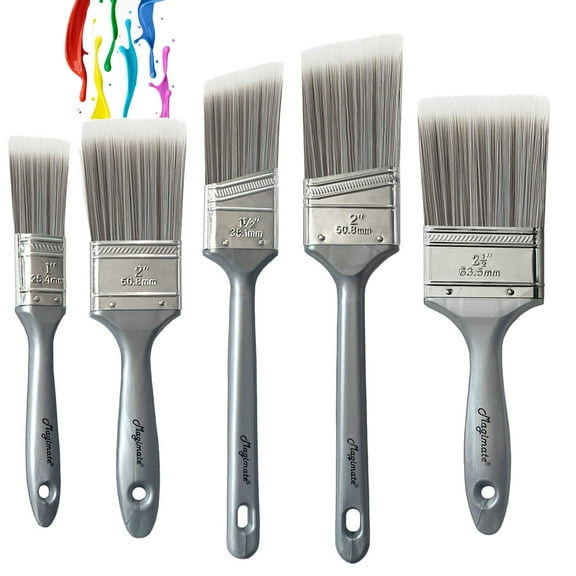 Magimate Synthetic 1.5" Angled Sash No Shed Paint Brush, 5 Pieces Pack