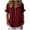Wine, variant on Womens V Neck Blouses Short Sleeve Button Front Ruffle Sleeve Loose Fit Shirts Summer Casual Tunic Tops