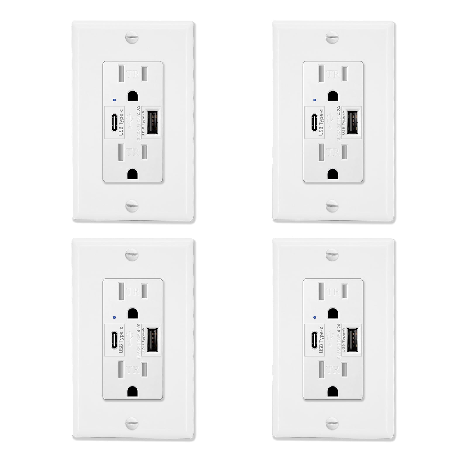 Type C 2 pack Smart 4.2A Quick Charging Capability Tamper Resistant Wall plate Included UL Listed MICMI USB Type C Wall Outlet Dual High Speed Duplex Receptacle 15 Amp 