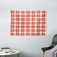 thumbnail image 1 of Red Plaid Tapestry, Checkered Squares and Stripes Abstract Geometric Arrangement Quilted Pattern, Wall Hanging for Bedroom Living Room Dorm Decor, 60W X 40L Inches, Vermilion White, by Ambesonne, 1 of 2