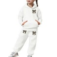thumbnail image 5 of Girls Pants Sets Bow Print Design Pullover Hoodie Jogger Outfits Clothes, 5 of 7