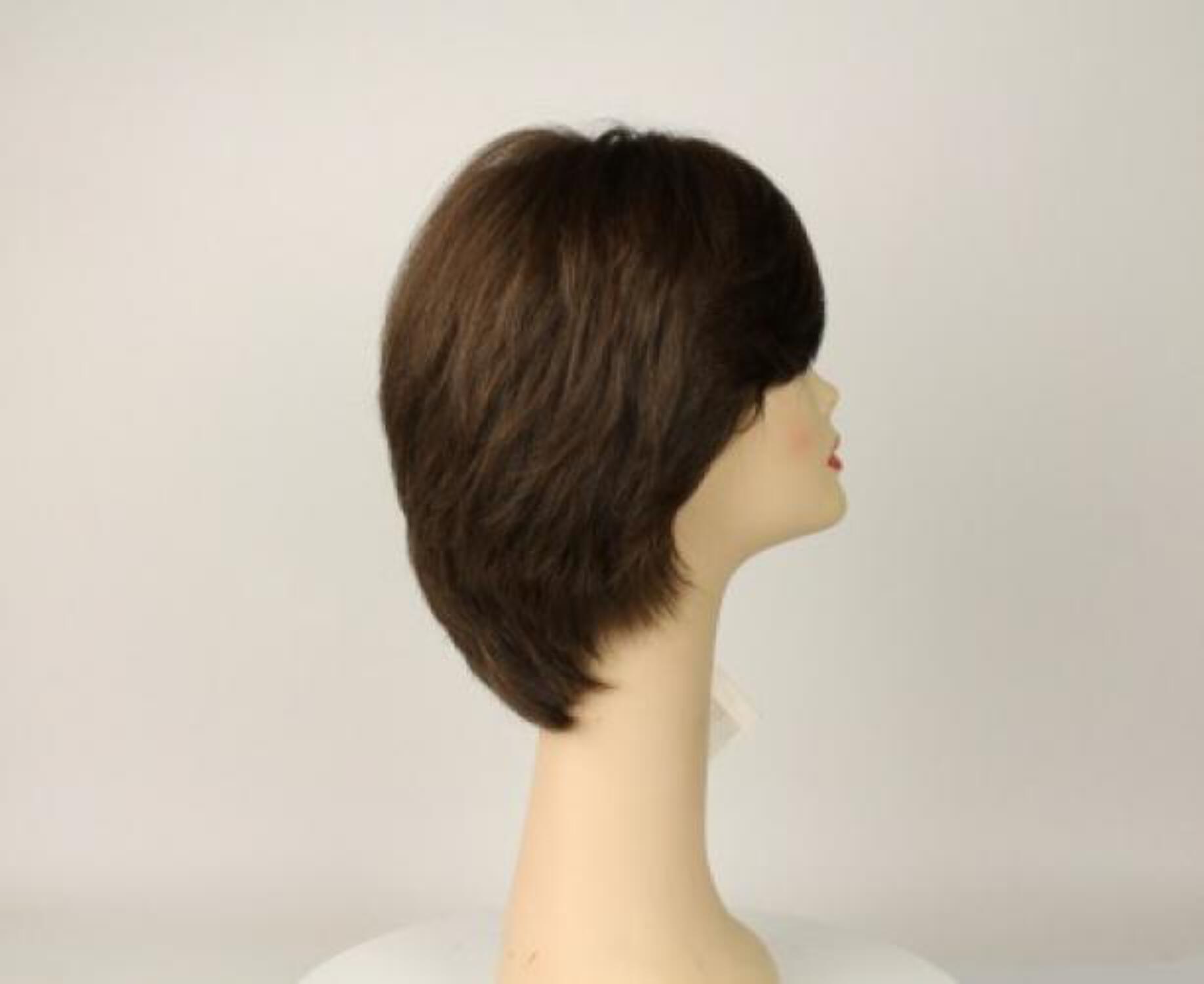 European Human Hair Freeda Wig Shlomit Medium Brown With Highlights Skin Top Size M