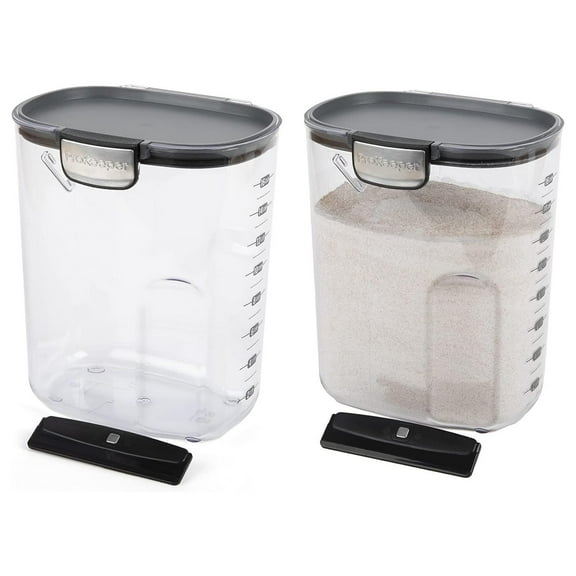 ProKeeper  Clear Plastic Airtight Food Baker's Kitchen Storage Organization Container Canister Set with Magnetic Accessories, 2- Piece Set (Flour 4-Quart)
