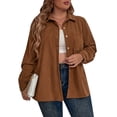 thumbnail image 1 of Camisa de talla grande para mujer Botones de pana de manga larga Camisas casuales Abanopi Cárdigan de mujer, 1 of 7