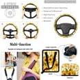 thumbnail image 5 of Jeiento Sunflower Car Seat Cover Set Cow Print Steering Wheel Cover Seat Belt Covers Trash Bag Air Vent Holder Rear View Mirror Cover Cup Coasters Key Chain 15 PCS Blue Auto Interior Decor Yellow, 5 of 7
