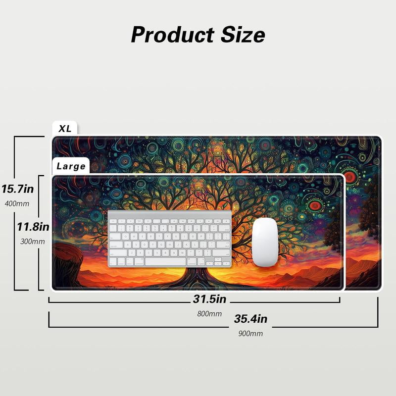 HELLOYOUNG Wood Grain Mouse Pad, Rectangular Gaming Mouse Mat, Non-Slip Rubber Base, Large Desk Pad for Keyboard and Mouse, Waterproof Surface for Home Office & Game Room