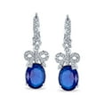 thumbnail image 2 of Bling Jewelry Womens Blue CZ Accent Ribbon Bow Oval Drop Chandelier Earrings, 2 of 4