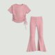 thumbnail image 5 of Niñas de Color Sólido Hielo Seda de Verano sin Mangas Y Pantalones de 2 Piezas, Traje Suelto Casual de Moda con Tela de Costillas, 5 of 7