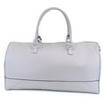 thumbnail image 5 of Women's Large Leather Weekender Duffel Bag with Satin Interior - Big 22" Carry-On Size - Light Grey, 5 of 6