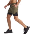 thumbnail image 2 of Xishao Shorts Hombre Deportivos 2 en 1 （2021 Actualización） Tela Secado Rápido Pantalones Cortos para Correr con Forro Licra de Bolsillo Incorporado Transpirable ejercito verde G ejercito verde G Xishao ropa, 2 of 2