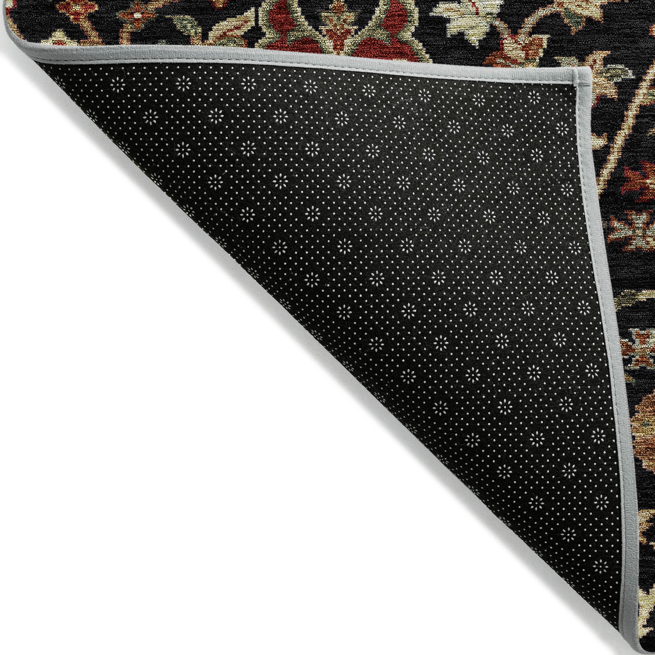 Addison Rugs Chantille Indoor/Outdoor Transitional Floral Black Washable Rectangle Rug, 5' x 7'6"