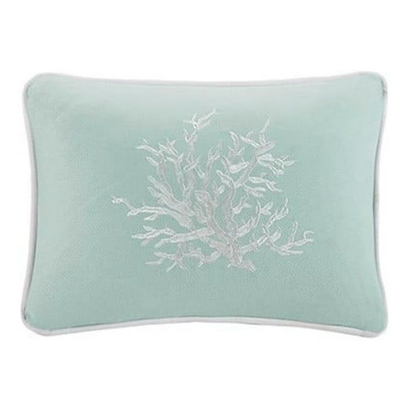Gracie Mills Douglass Coastal Cotton Jacquard Pillow Aqua 12x16 Inch GRACE-658