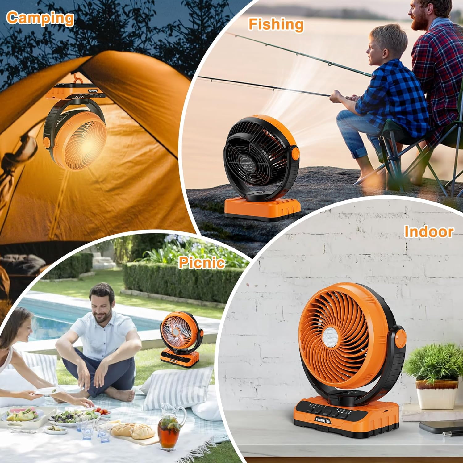 40000mAh Battery Operated Camping Fan - 136H Max Cooling, Rechargeable Battery Powered Oscillating Floor Fan with Charger, Remote & Hook, Portable for Tent Outdoor  Garage Hurricane Power Outage