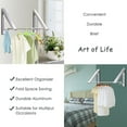 thumbnail image 2 of Retractable Clothes Hanger Rack, Wall Mounted Foldable Clothes Hook with Rail, Aluminum Laundry Drying Rack for Balcony, Bedroom, Bathroom, Space-saving 2 Racks with Rod, 2 of 7