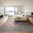 thumbnail image 3 of ODIKA 9'x12' Washable Area Rug Non-Slip, Chair-Friendly Playroom Delicate Flower Classical Decorative Border Pink Dorm for Dining Room, Basement, Large Office, 3 of 7