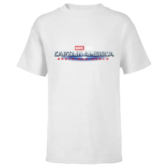 Marvel Studios Captain America: Brave New World Movie Logo - Short Sleeve T-Shirt for Kids - Customized-White