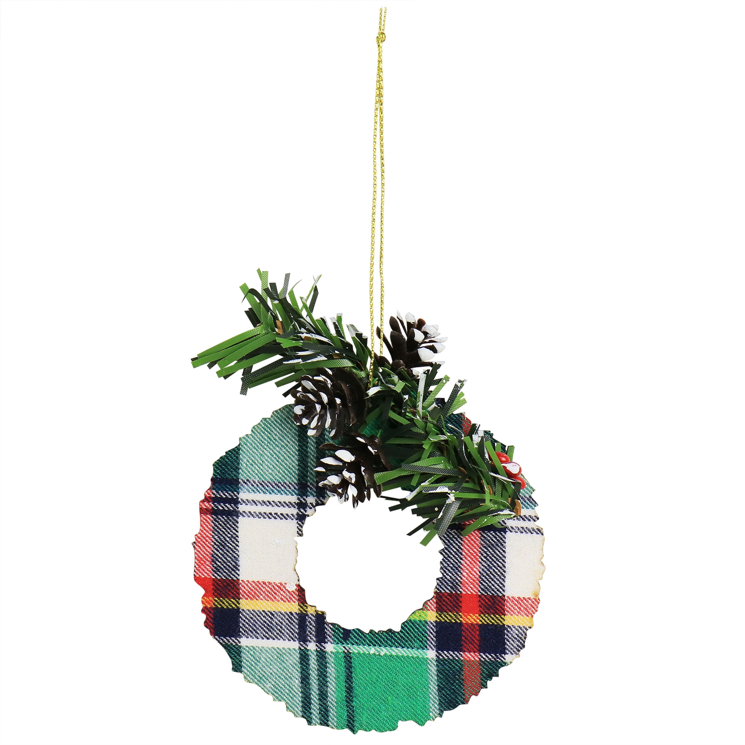 Martha Stewart Holiday Wreath Ornament 4 Piece Set in Red and Green