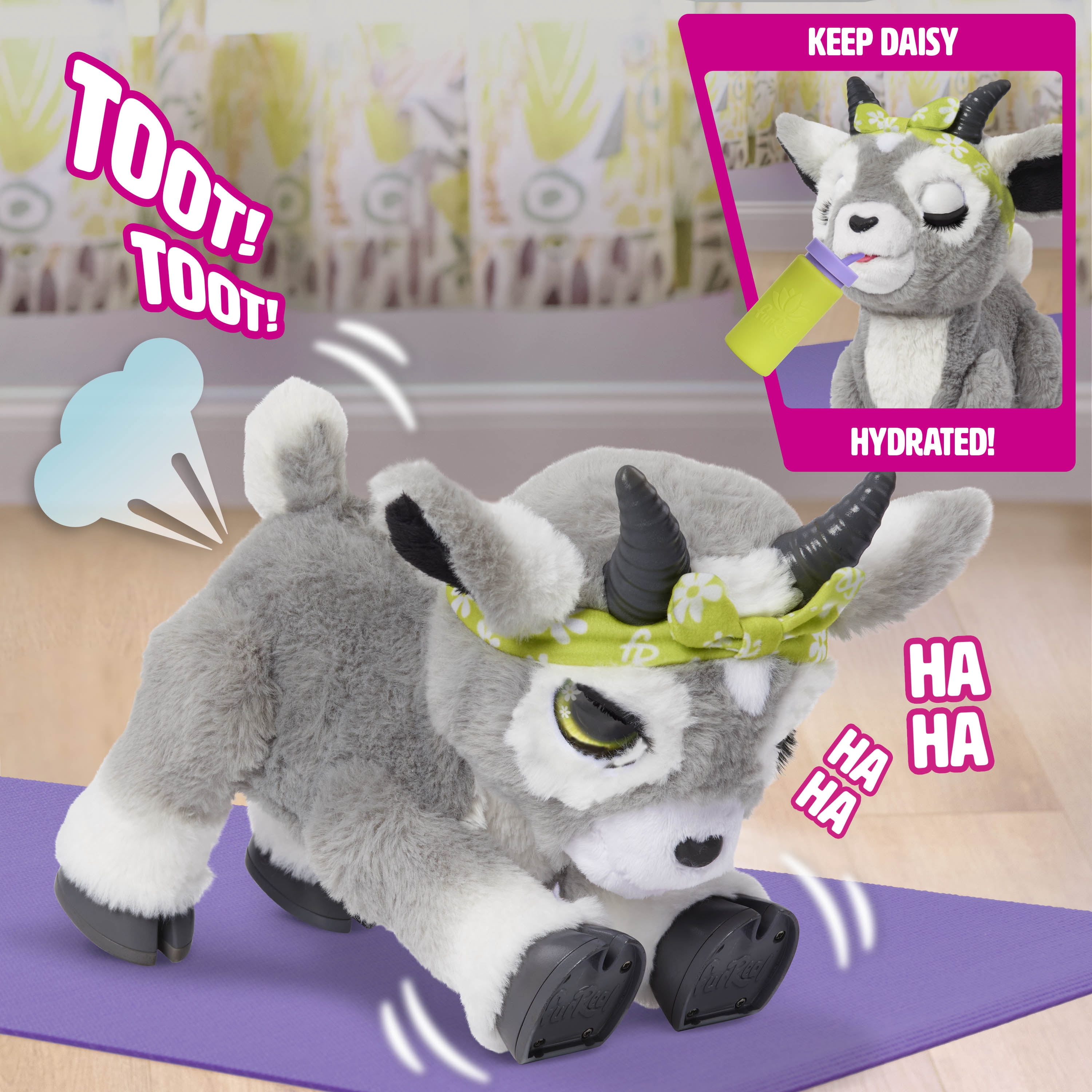 furReal Daisy the Yoga Goat Interactive Toy, 11-inch Realistic Plush