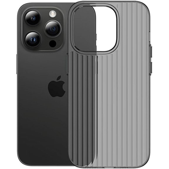 Compatible with iPhone Case,Ultra Thin Wave Stripe Pattern Crystal Clear Transparent Full Body Protection Soft Shockproof Cover Phone Case (Black,iPhone 14 Plus)
