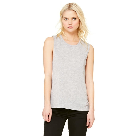 Womens Flowy Scoop Muscle Tank , B8803 , Athletic Heather , Medium